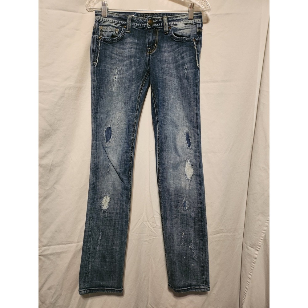 RF ROCK FOR EXPRESS~Skinny~Low Rise~Distressed Wash~Women's Jeans~ Size 2/30"